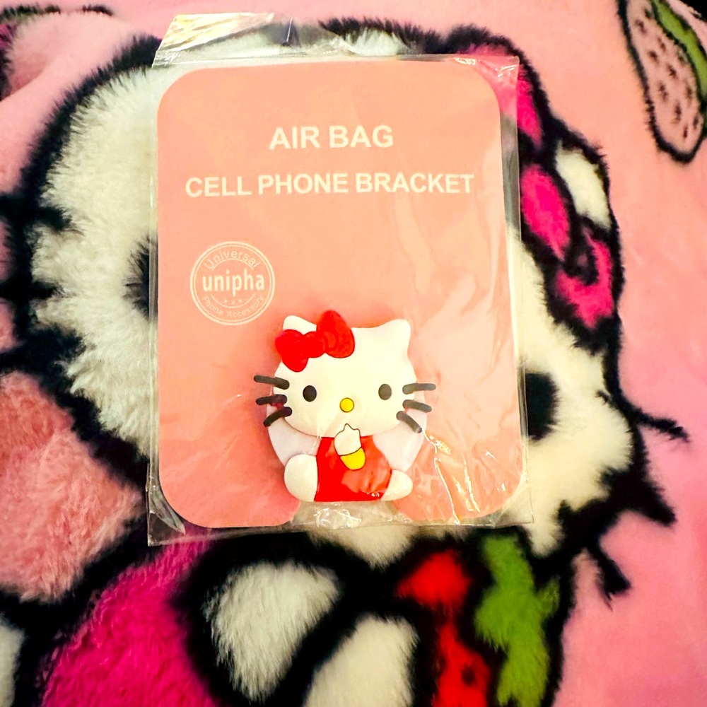 NWT Hello Kitty Red Phone Grip Stand Pop Socket Style Holder - Picture 5 of 6